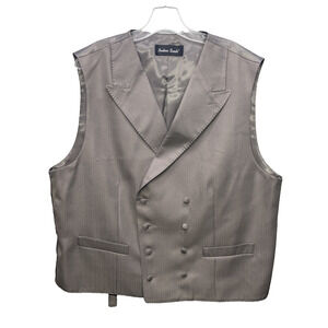 Fortino Landi Mens 44R Vest Gray Pin Stripe Double Breasted Dressy Formal Dandy